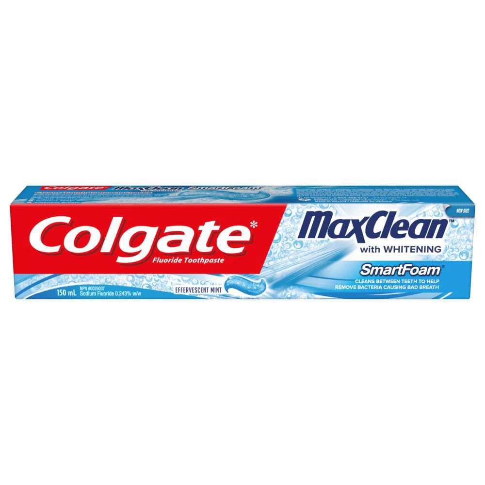 Colgate Max Clean with Whitening Foaming Toothpaste, Effervescent Mint ...